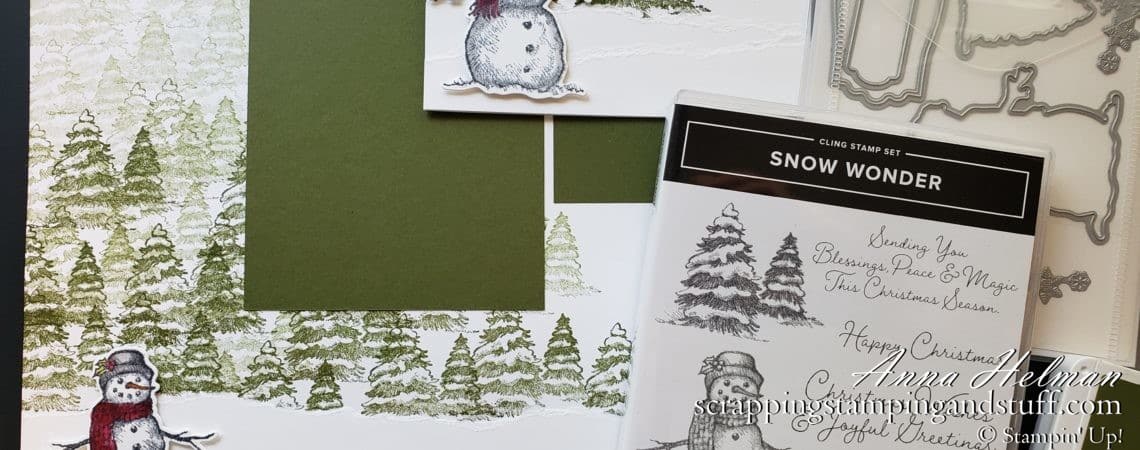 Stampin Up Snow Wonder Snowman Scrapbook Page and Card Tutorial With A Simple Snow Drift Technique