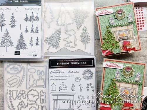 Take a look at this beautiful fun fold Christmas card idea using the Stampin Up Fireside Trimmings stamp set and Fireside dies.