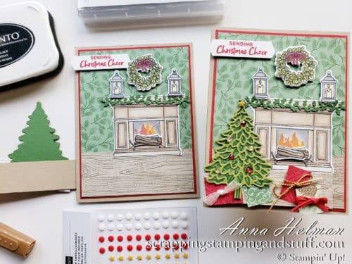 Take a look at this beautiful fun fold Christmas card idea using the Stampin Up Fireside Trimmings stamp set and Fireside dies.