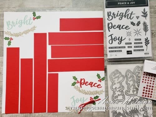 Take a look at these simple cards and scrapbook page using the Stampin Up Peace & Joy Bundle in the 2020 August-December Mini Catalog.