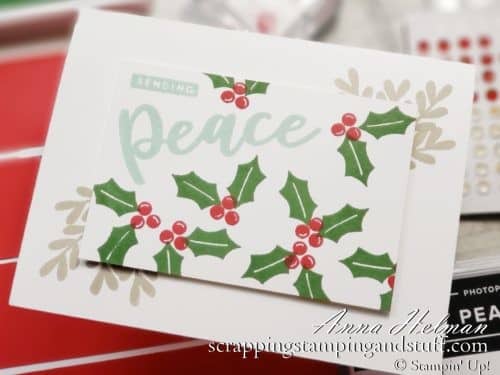 Take a look at these simple cards and scrapbook page using the Stampin Up Peace & Joy Bundle in the 2020 August-December Mini Catalog.