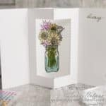 Tunnel card tutorial featuring the Stampin Up Jar of Flowers stamp set. A fun fold card design with a surprise inside!