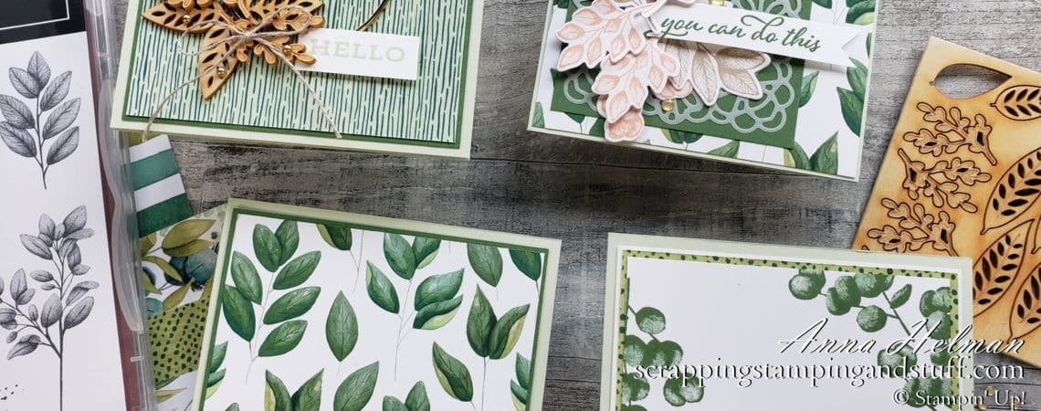 Take a look at these four pretty cards made with the Stampin Up Forever Fern stamp set, and watch along as I come up with these designs!