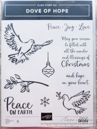 A simple dove Christmas card idea using the Stampin Up Dove Of Hope stamp set in the 2020 Holiday Mini Catalog.