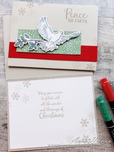 A simple dove Christmas card idea using the Stampin Up Dove Of Hope stamp set in the 2020 Holiday Mini Catalog.