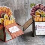 Learn to make a fun fold card in this exploding box card tutorial with Stampin Up Celebrate Sunflowers, Harvest Hellos, and Gather Together.