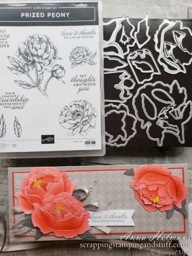 See how to sponge the Stampin Up peony as well as a beautiful slimline card made with the Stampin Up Prized Peony bundle in the 2020 Annual Catalog.