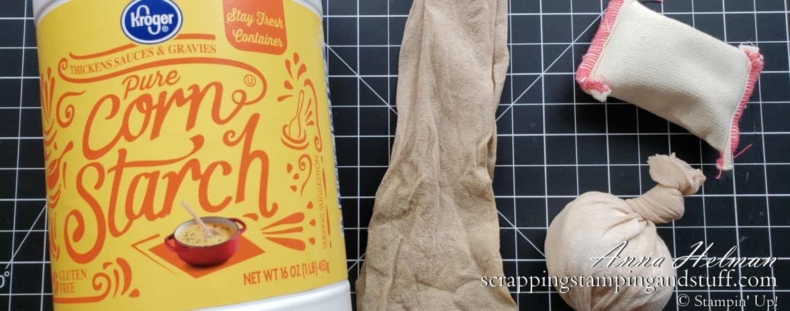 Learn how to make a DIY embossing buddy using pantyhose and cornstarch to prevent excess embossing powder from sticking to your paper projects.