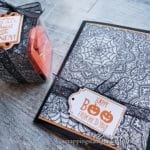 Make this quick Halloween card and treat box using the Stampin Up Tags Tags Tags stamps set and dies