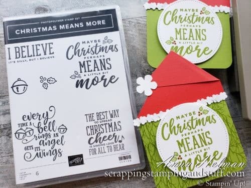 Make these Grinch Christmas cards using the Stampin Up Christmas Means More stamp set and some punch art!