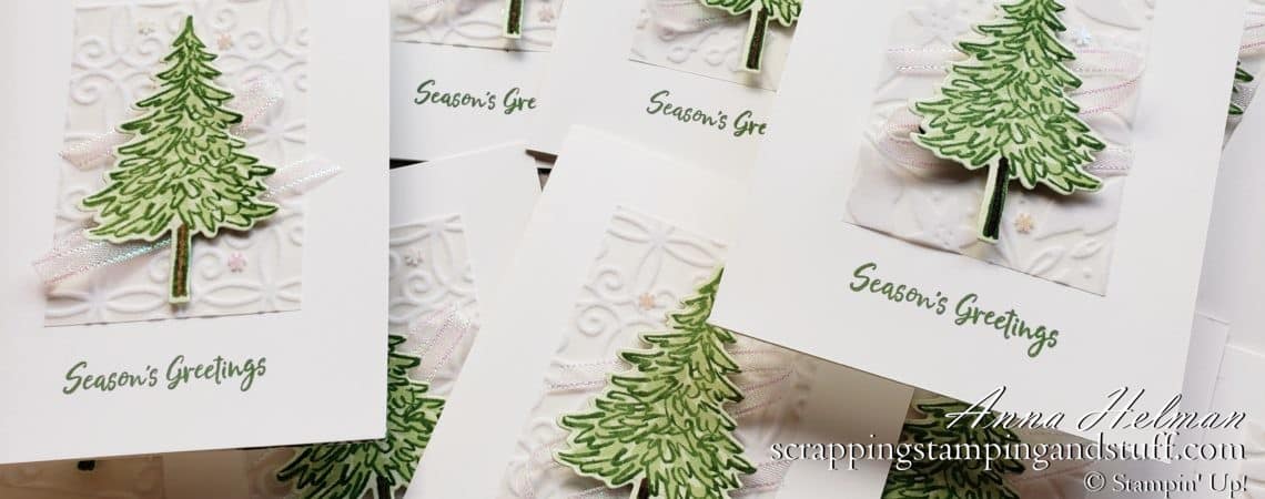 Take a look at these OnStage virtual swap cards made with the Stampin Up In The Pines bundle!