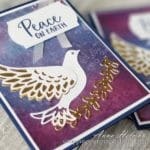 The Stampin Up Dove Of Hope bundle makes beautiful religious Christmas cards, such as this amazing one with a watercolor background technique.