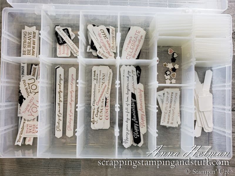 Make hundreds of sentiment tags for your card making projects in minutes with the Stampin Up Many Messages bundle.