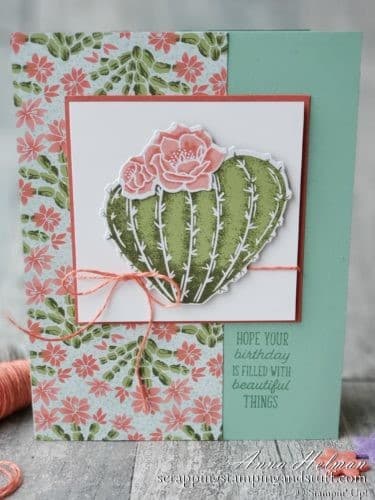 Stampin Up Flowering Cactus is a product medley including cactus stamps, dies, paper and embellishments for amazingly adorable cactus cards.