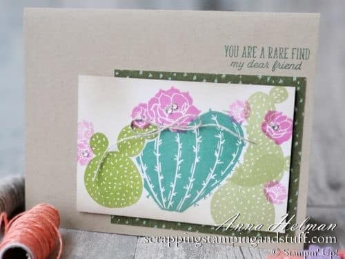 Stampin Up Flowering Cactus is a product medley including cactus stamps, dies, paper and embellishments for amazingly adorable cactus cards.