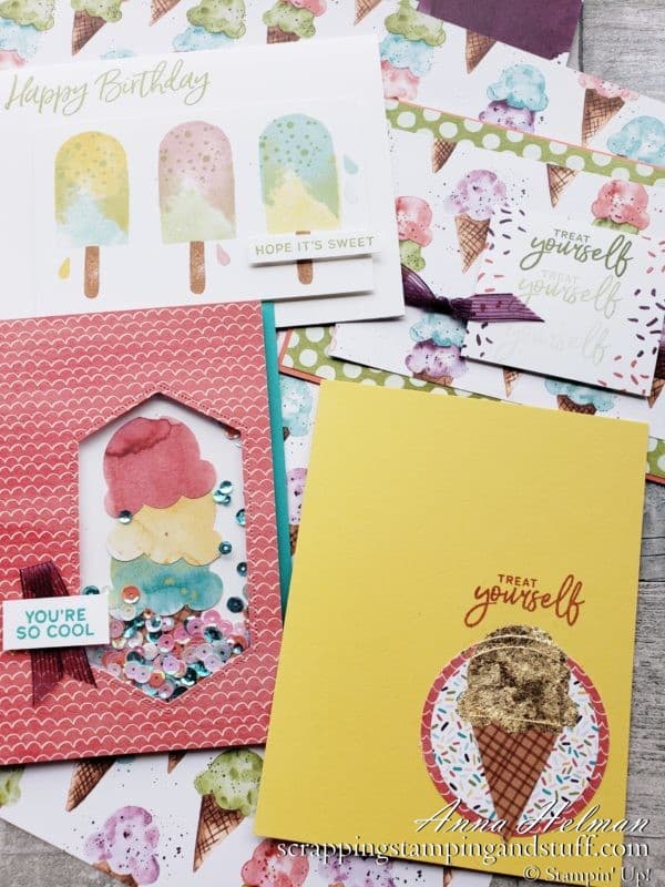 The Stampin Up Sweet Ice Cream bundle includes adorable ice cream and popsicles, and even includes an ice cream cone punch!