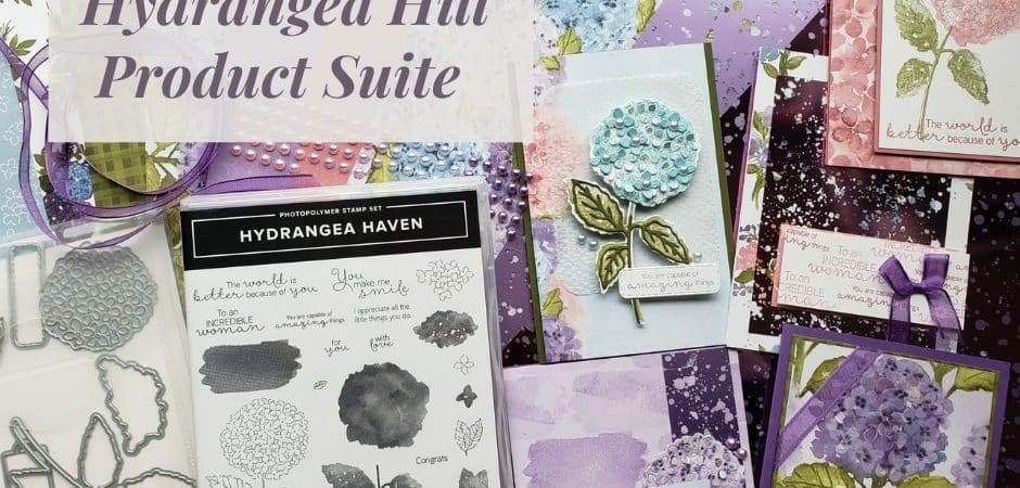 The Stampin Up Hydrangea Haven stamp set and dies make absolutely gorgeous floral cards and other paper projects.