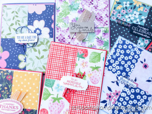 This simple quadrant card design allows you to use BOTH sides of your pretty patterned papers! You no longer have to choose one side or the other!