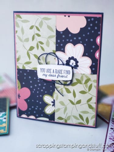 This simple quadrant card design allows you to use BOTH sides of your pretty patterned papers! You no longer have to choose one side or the other!