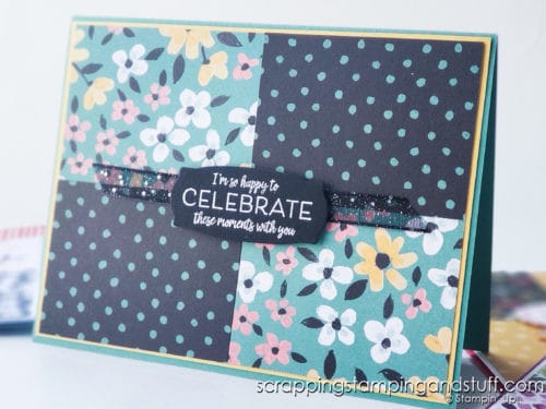 This simple quadrant card design allows you to use BOTH sides of your pretty patterned papers! You no longer have to choose one side or the other!