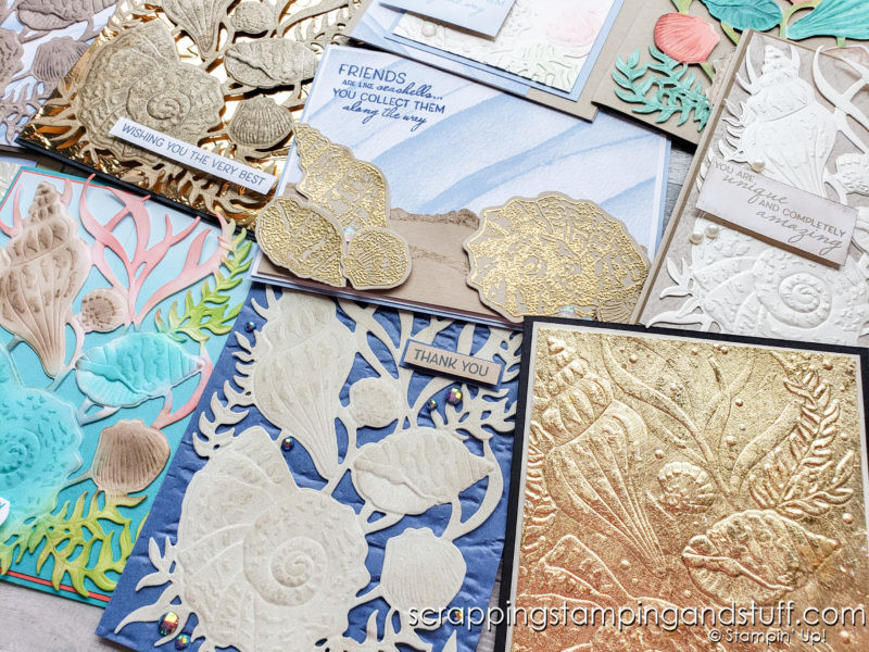 The Stampin Up Friends Are Like Seashells bundle is a gorgeous new beach-themed stamp and die set. Click here to see 7 techniques and 10 gorgeous card samples!