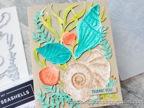 The Stampin Up Friends Are Like Seashells bundle is a gorgeous new beach-themed stamp and die set. Click here to see 7 techniques and 10 gorgeous card samples!