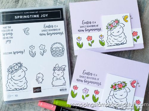 Make cute chicken cards with the Hey Chick stamp set and Springtime Joy stamps set. These cards are so adorable!