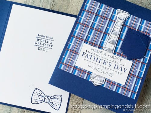 The Stampin Up Handsomely Suited stamp set and dies make adorable men's shirt, suit, and uniform cards!