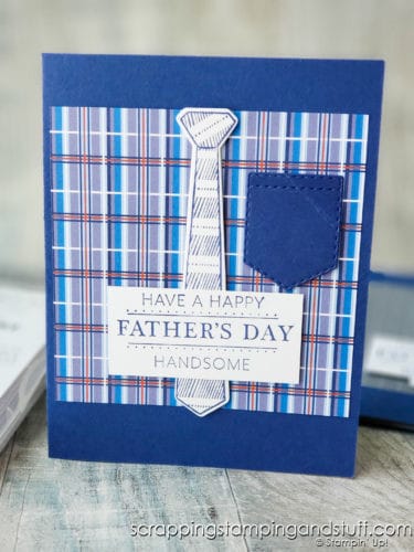 The Stampin Up Handsomely Suited stamp set and dies make adorable men's shirt, suit, and uniform cards!