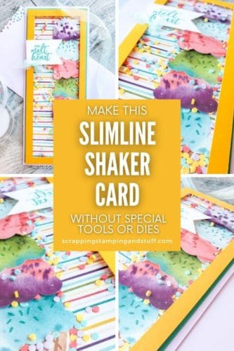 Take a look at how to make this amazing slimline shaker card without special tools or dies!