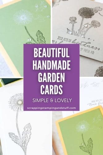 The Stampin Up Garden Wishes set includes dandelion images and pretty greetings for lovely and simple cards.