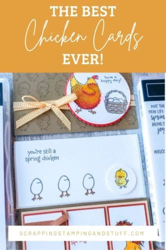 Make cute chicken cards with the Hey Chick stamp set and Springtime Joy stamps set. These cards are so adorable!