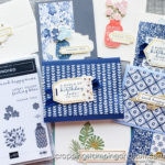 The Boho Indigo Product Medley cardmaking kit includes the paper, stamps, ink, and embellishments to make gorgeous vintage cards!