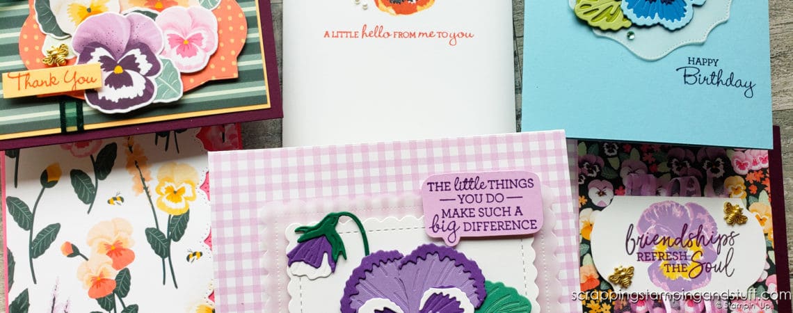 Click here to see the Stampin Up Pansy Patch bundle, and see exactly how to use the stamps and dies. You're going to love this set!