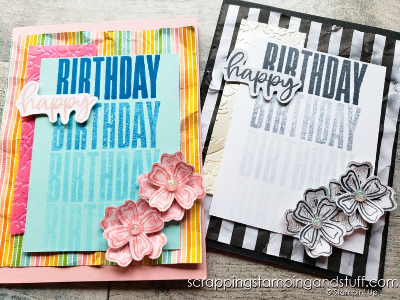 Make cards with big & bold greetings using the Stampin Up Biggest Wish stamp set. Card tutorial available!