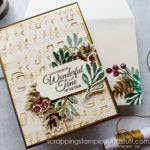 Make this vintage Christmas card highlighting the Stampin Up Christmas Season stamp set, pinecones, and background music.