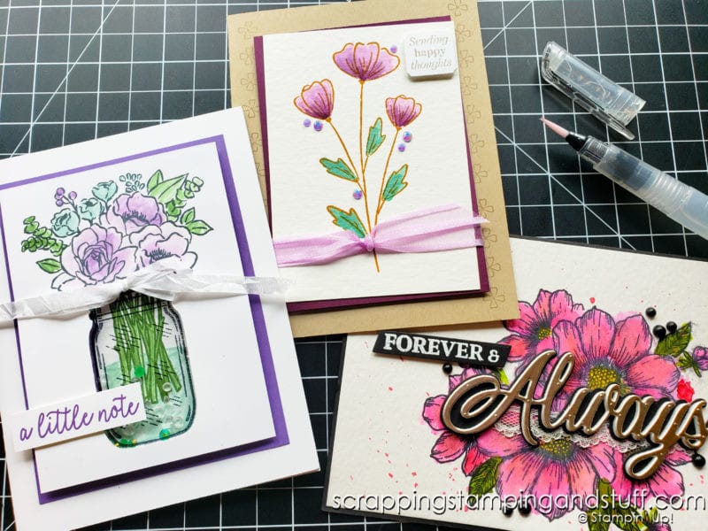 Learn all about these water brush pens - how to use, tips, tricks, and how to create watercolor backgrounds with Stampin Up Water Painters.