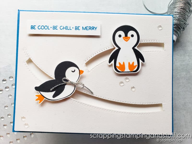 Click here to learn how to make this adorable and interactive penny slider card using the Stampin Up Penguin Place bundle