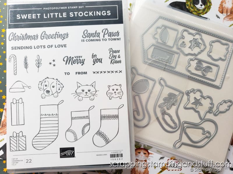 Merry Christmas from the fur babies! This adorable dog house holiday fun fold card was created with the Stampin Up Sweet Little Stockings bundle.