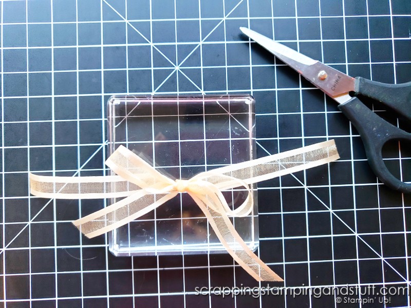 Try this bow tying hack today and save that precious ribbon! Use an acrylic block and this easy trick to stretch your paper crafting budget farther.