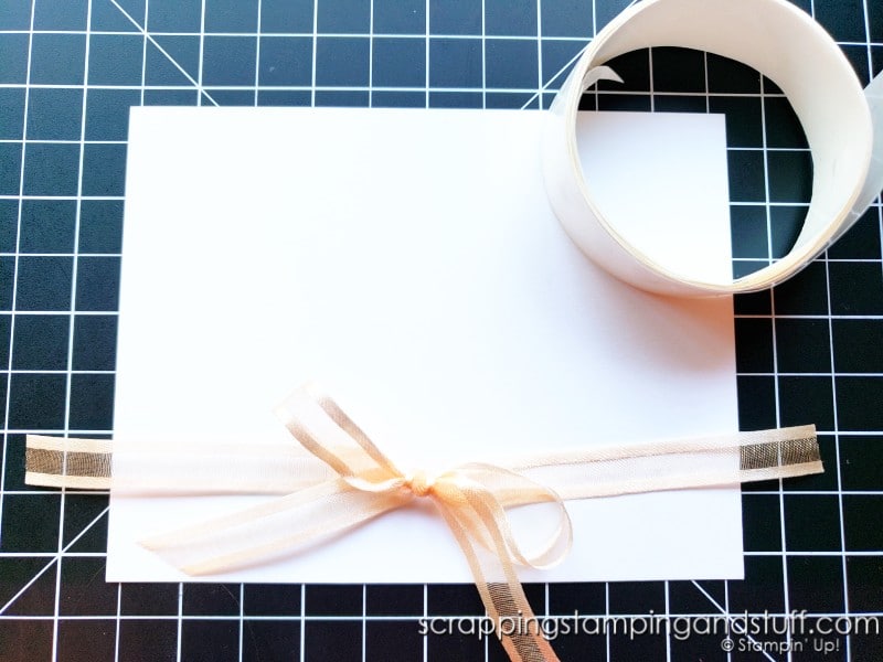 Try this bow tying hack today and save that precious ribbon! Use an acrylic block and this easy trick to stretch your paper crafting budget farther.