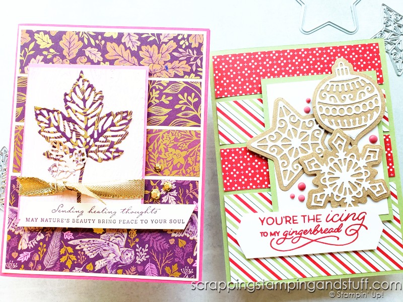 Use this beautiful card design featuring the Stampin Up Frosted Gingerbread bundle to use up your paper scraps today!