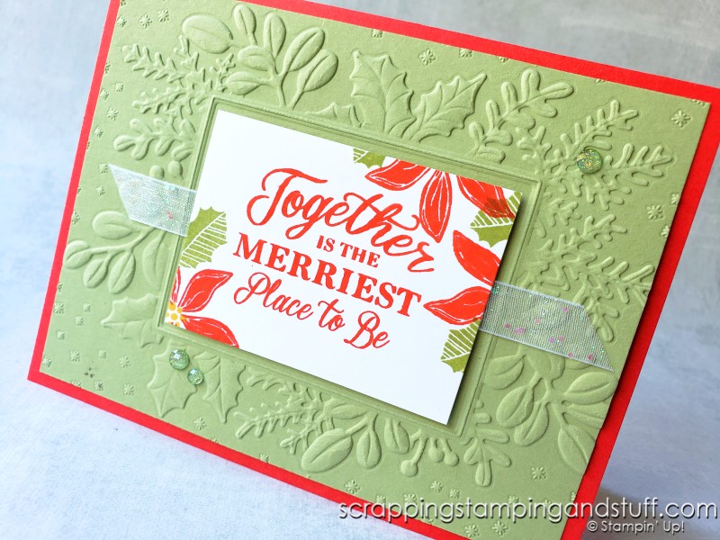 Take a look at these two gorgeous card samples using the Stampin Up Merriest Moments bundle.