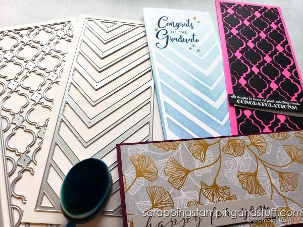 Take a look at 10 ways to use slimline card dies on your card making and scrapbooking paper projects using the Stampin Up Slim Card dies set.