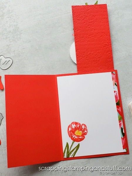 See a gorgeous fun fold card made with the Stampin Up Flowering Tulips bundle and also learn how to assemble the Stampin Up Tulips dies!