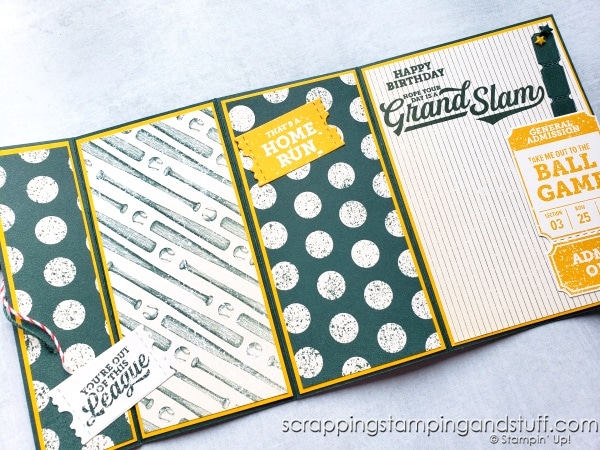 Click for tutorial for this simple but stunning accordion fold card design featuring the Stampin Up Your Biggest Fan stamp set!