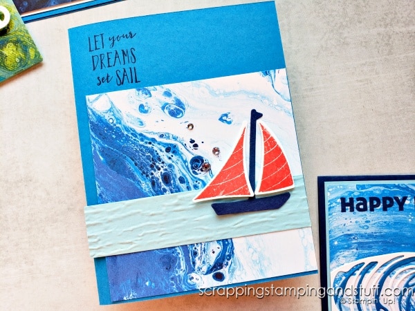 Click to see the Stampin Up Waves of Inspiration bundle here with 10 sample cards and two Stamparatus techniques! Part of the Waves of the Ocean special release.