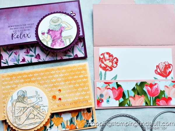 Click for this simple pocket fun fold card tutorial featuring the Stampin Up In The Moment stamp set.