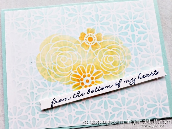 Click to see tons of ways to use the Stampin Up Butterflies & Flowers Laying Masks with blending brushes and lots of card samples!