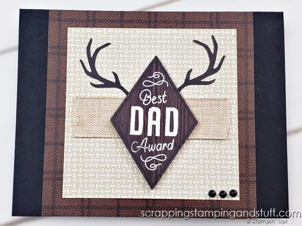 Click to see 5 easy card designs for men, including fun tips and tricks to try in your cardmaking. Features Stampin Up He's All That stamps.